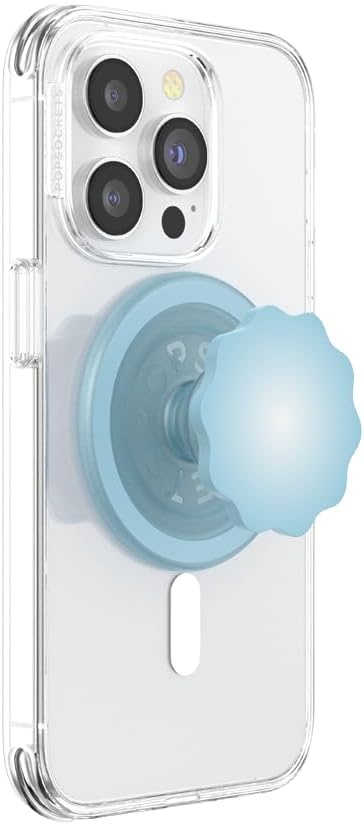 PopSockets Phone Grip for MagSafe with Kickstand, Magnetic Stand, Swappable Top, Secure Hold for iPhone MagSafe Cases, Phone & Tablet Grip – Molded Flower Blue Sigh